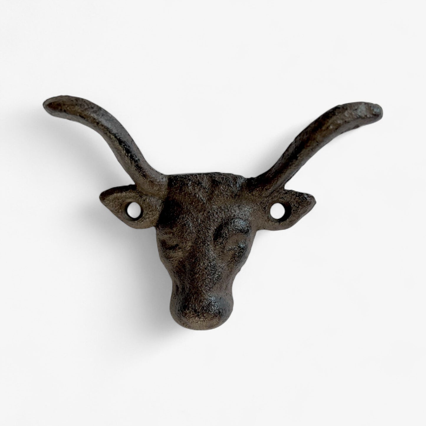 Bull Head Wall Hook, Cast Iron Western Ranch for Coats, Keys or Hats