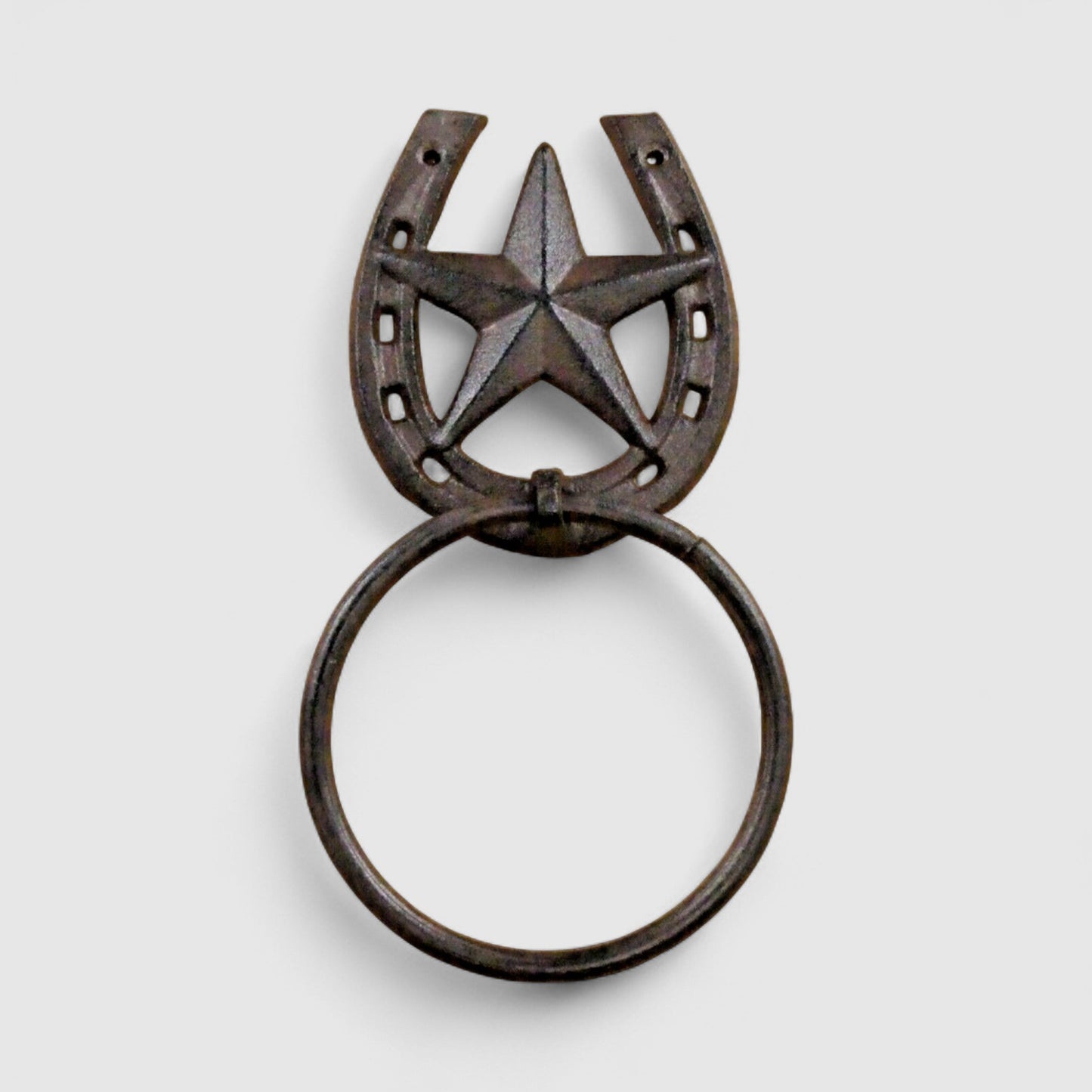 Star and Horseshoe Towel Ring, Western Cast Iron Bathroom Hardware