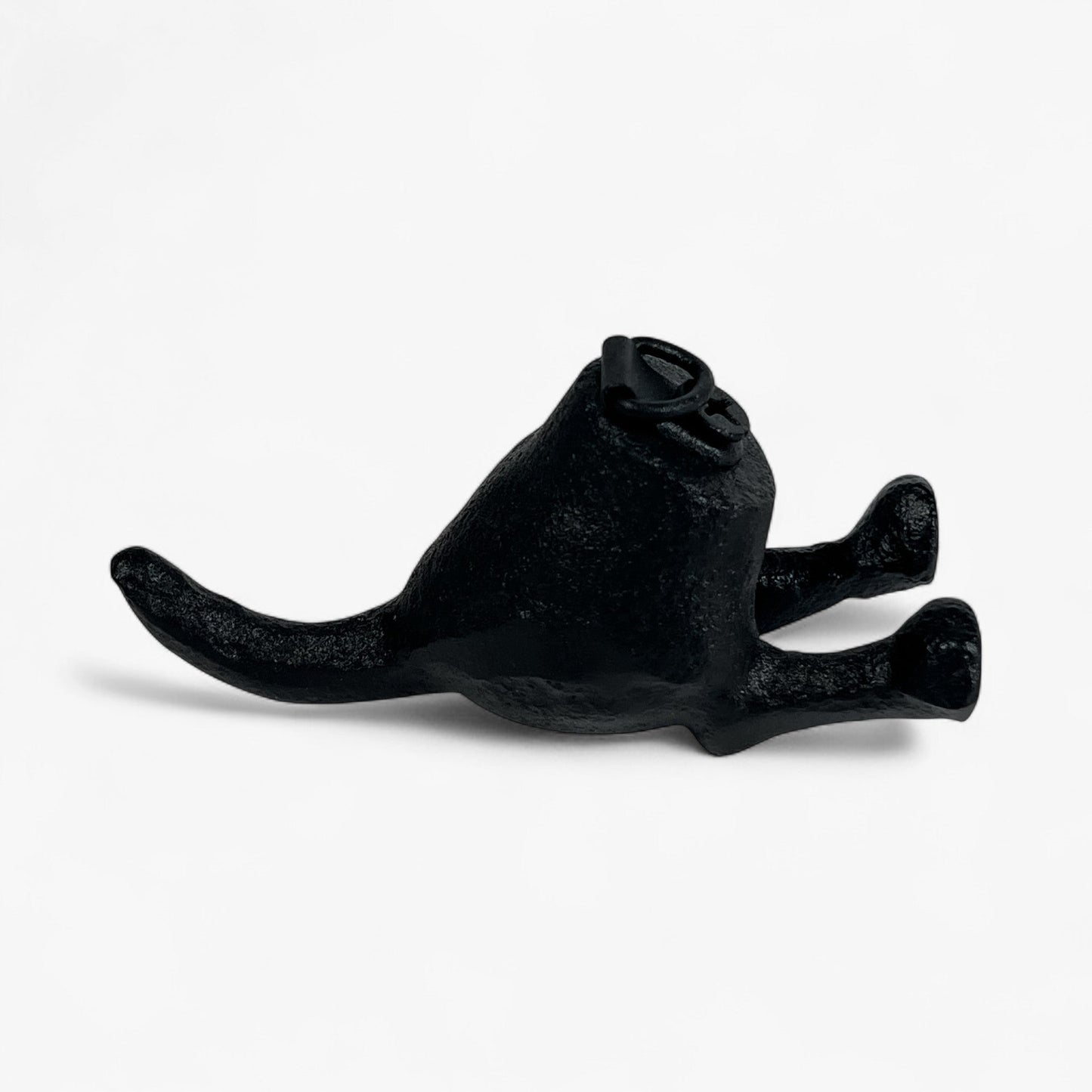 Dog Tail Wall Hook, Black Cast Iron for Leashes and Coats