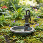 Water Pump Bird Bath, Rustic Cast Iron Garden and Patio Decor