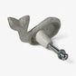 Whale Cabinet Knob, Weathered White Cast Iron Drawer Pull