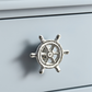 Ship Wheel Cabinet Knob, Distressed White Cast Iron Drawer Pull