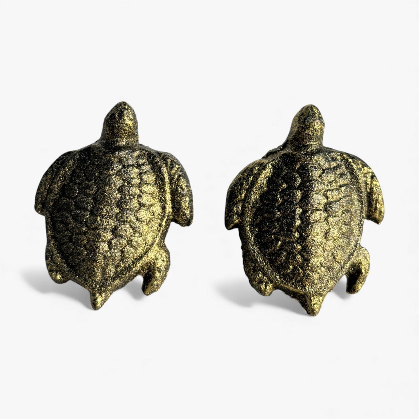 Sea Turtle Drawer Pull, Antique Gold Cast Iron Cabinet Knob