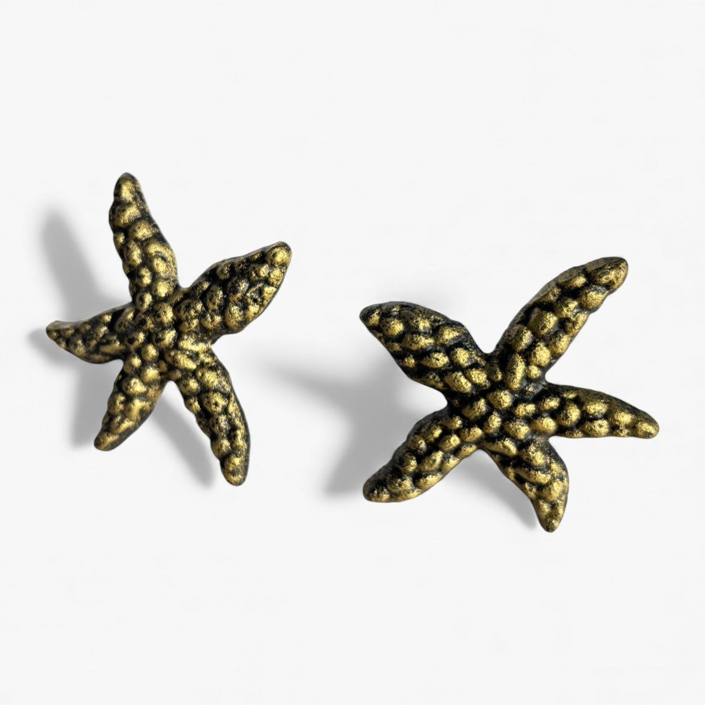 Starfish Cabinet Knob, Weathered Brass Cast Iron Drawer Pull