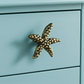 Starfish Cabinet Knob, Weathered Brass Cast Iron Drawer Pull