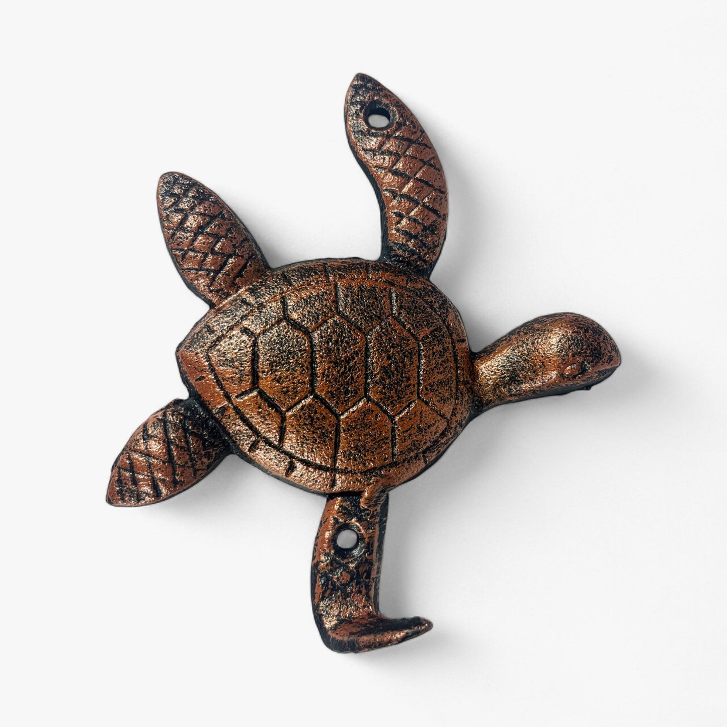 Sea Turtle Wall Hooks, Cast Iron Set of 3, Mixed Finishes