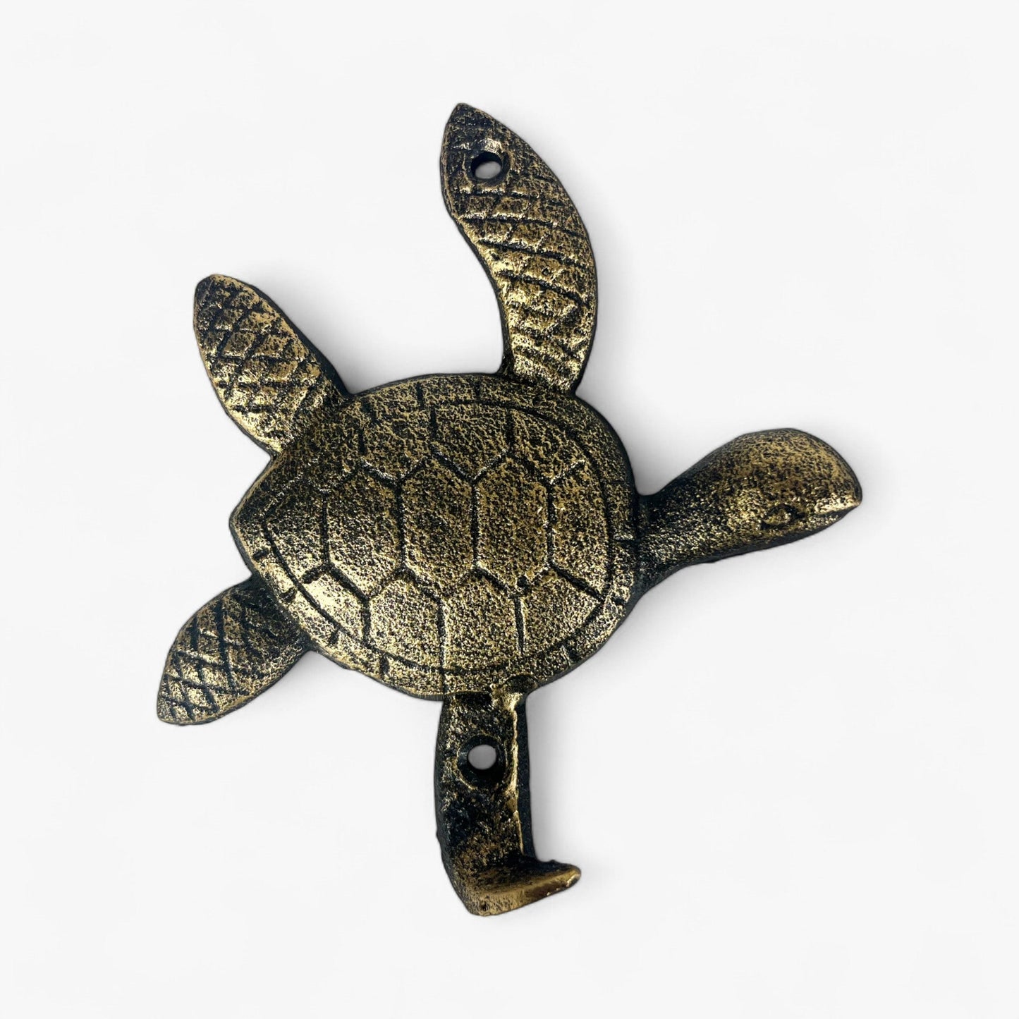Sea Turtle Wall Hooks, Cast Iron Set of 3, Mixed Finishes