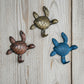 Sea Turtle Wall Hooks, Cast Iron Set of 3, Mixed Finishes