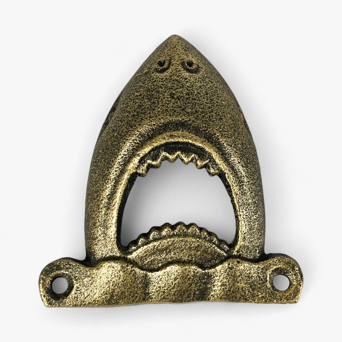 Shark Bottle Opener, Wall Mounted Cast Iron, Aged Brass