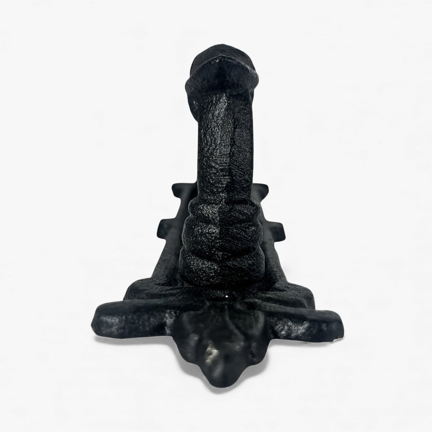 Door Handle with Ornate Backplate, Black Cast Iron Pull