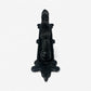 Door Handle with Ornate Backplate, Black Cast Iron Pull