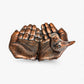 Cupped Hands Bird Feeder and Bath, Copper Cast Iron Garden Decor