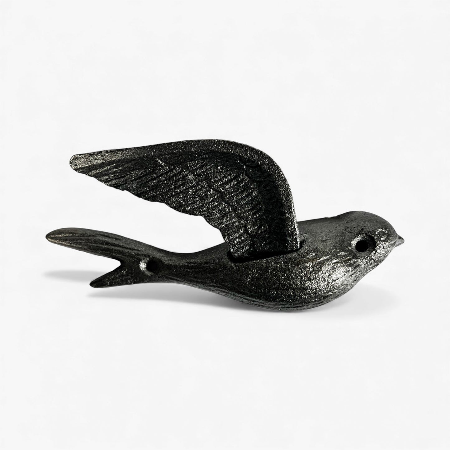 Bird Wall Hooks, Cast Iron Set of 4, Natural Iron Finish