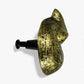 Fox Head Drawer Knob, Gold Cast Iron Cabinet Pull Hardware