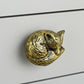 Fox Head Drawer Knob, Gold Cast Iron Cabinet Pull Hardware