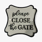 "Please Close the Gate" Cast Iron Wall Sign, Black and White