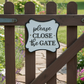 "Please Close the Gate" Cast Iron Wall Sign, Black and White