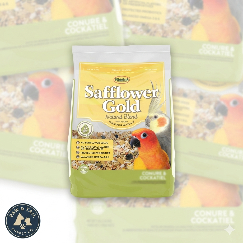 Higgins Safflower Gold Conure Cockatiel Lovebird Food 3lb No Sunflower Peanuts
