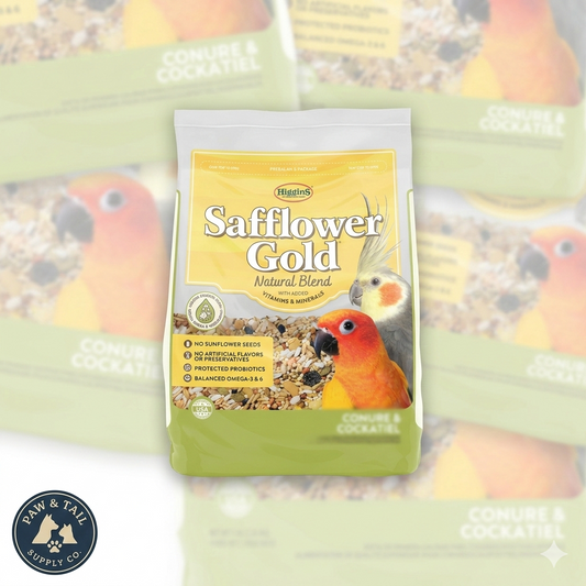 Higgins Safflower Gold Conure Cockatiel Lovebird Food 3lb No Sunflower Peanuts