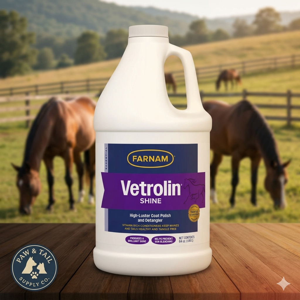 Farnam Vetrolin Shine Coat Conditioner & Shine Spray for Horses Mane Tail 64 oz.