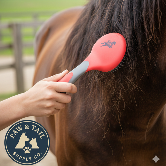 Happy Horse Mane & Tail Brush Red Ball Tip Pin Bristles Detangler Comfort Handle