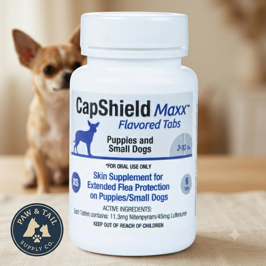 CapShield Maxx Flea Tabs for XS Puppies and Small Dogs 2-10 lbs Beef Flavor 6 Count
