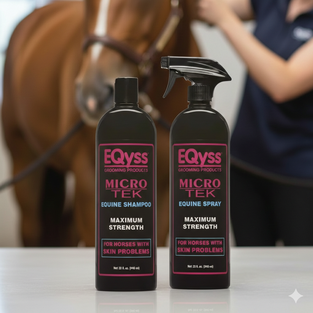 EQyss Micro-Tek Medicated Horse Care Bundle Shampoo and Spray Equine Grooming Set