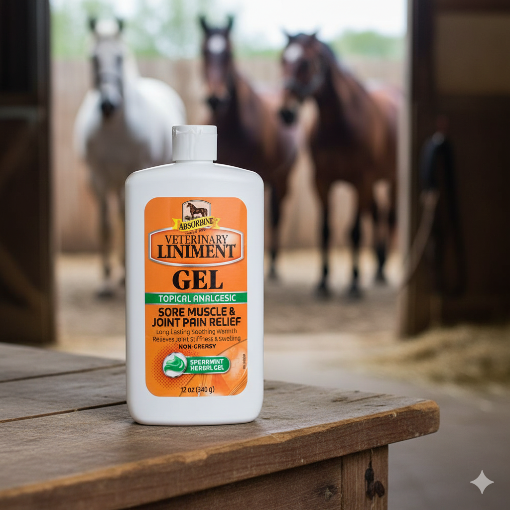 Absorbine Liniment Gel for Horses Soothes Muscles & Joints After Training 12 oz. 2-Pack