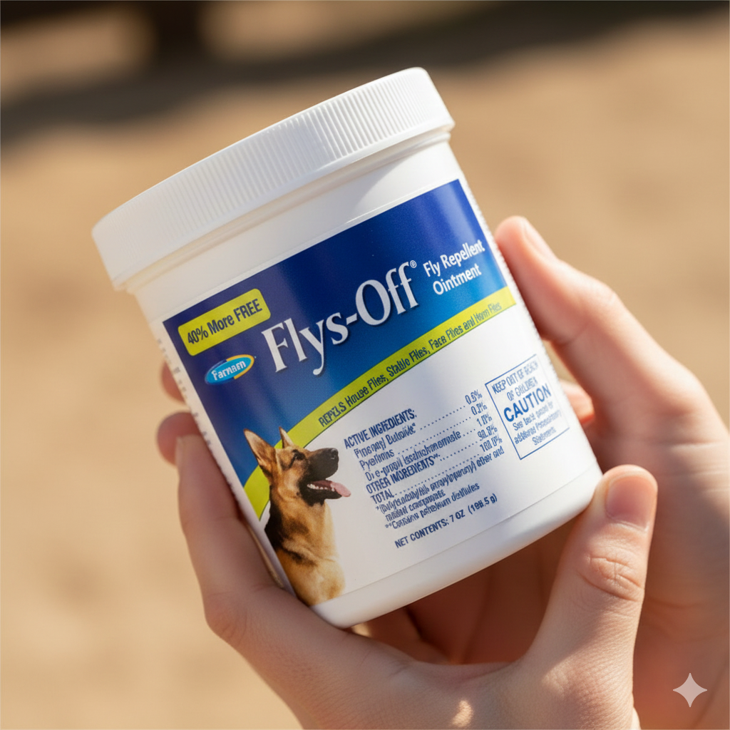 Farnam Flys-Off Repellent Ointment 7 oz for Dogs & Horses Kills Repels Flies