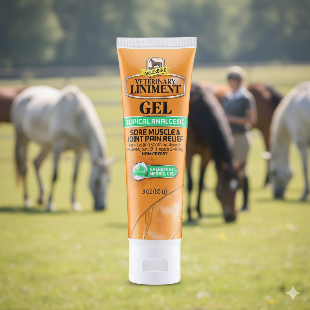 Absorbine Liniment Gel for Horses Soothes Muscles & Joints After Training 3 oz.