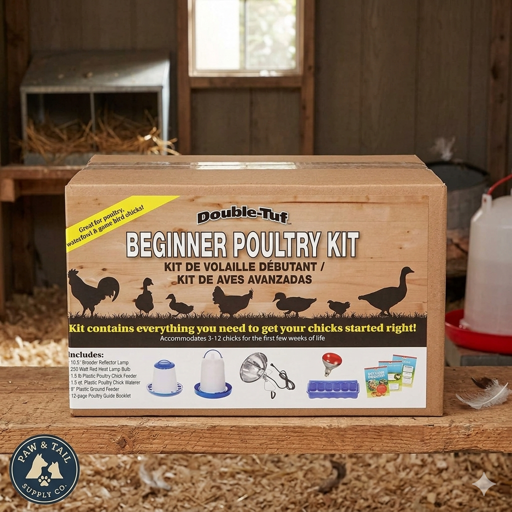 Double-Tuf Beginner Poultry Starter Kit with Heat Lamp Feeder & Waterer