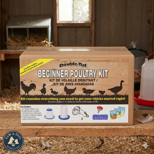 Double-Tuf Beginner Poultry Starter Kit with Heat Lamp Feeder & Waterer