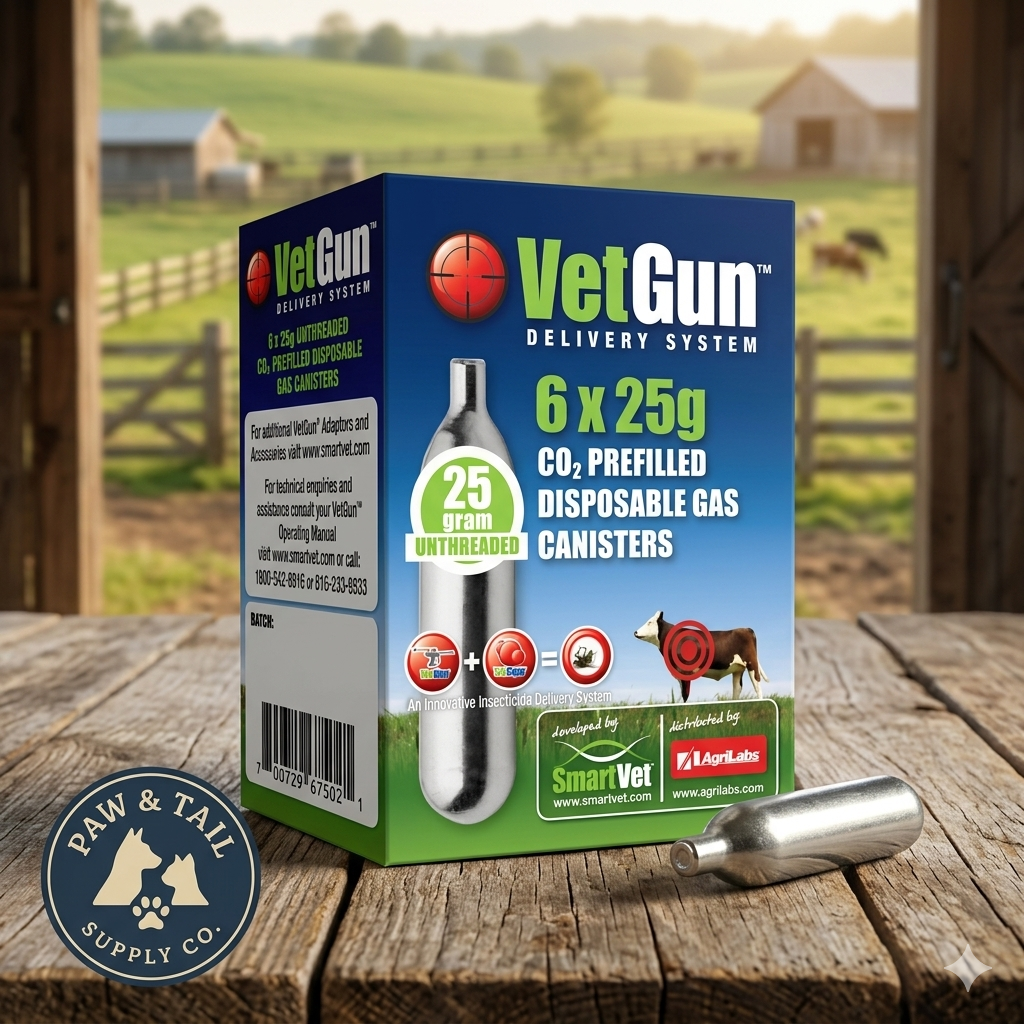 AgriLabs VetGun CO2 Cartridges 25g 6-Pack for VetGun Livestock Cartridges