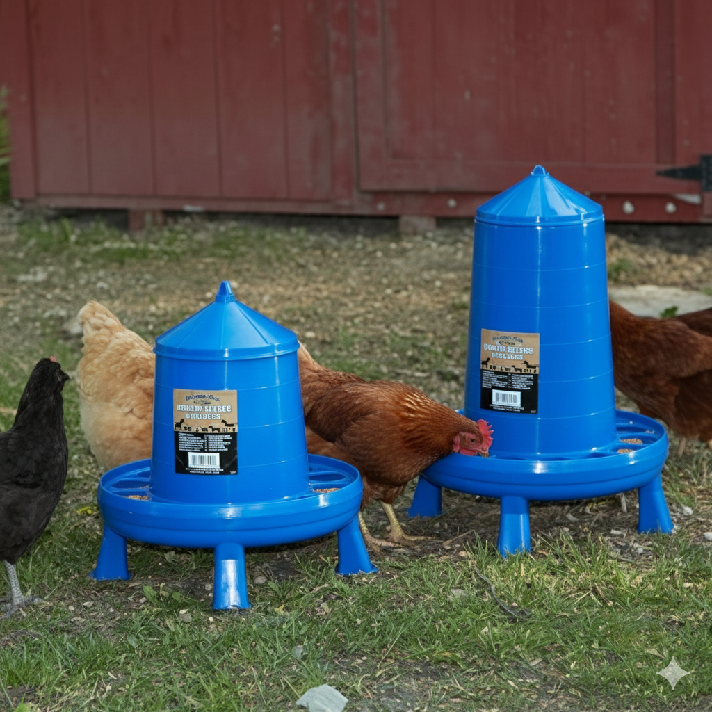 Double-Tuf Poultry Feeder 4 lb Removable Legs Chicken Feeder Carrying Handle 2-Pack