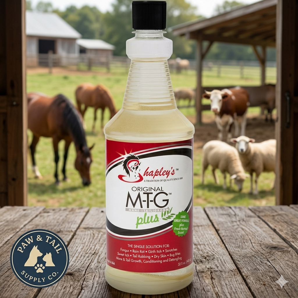 Happy Horse Mane & Tail Brush + Shapley’s M-T-G Plus 32oz Equine Grooming Kit