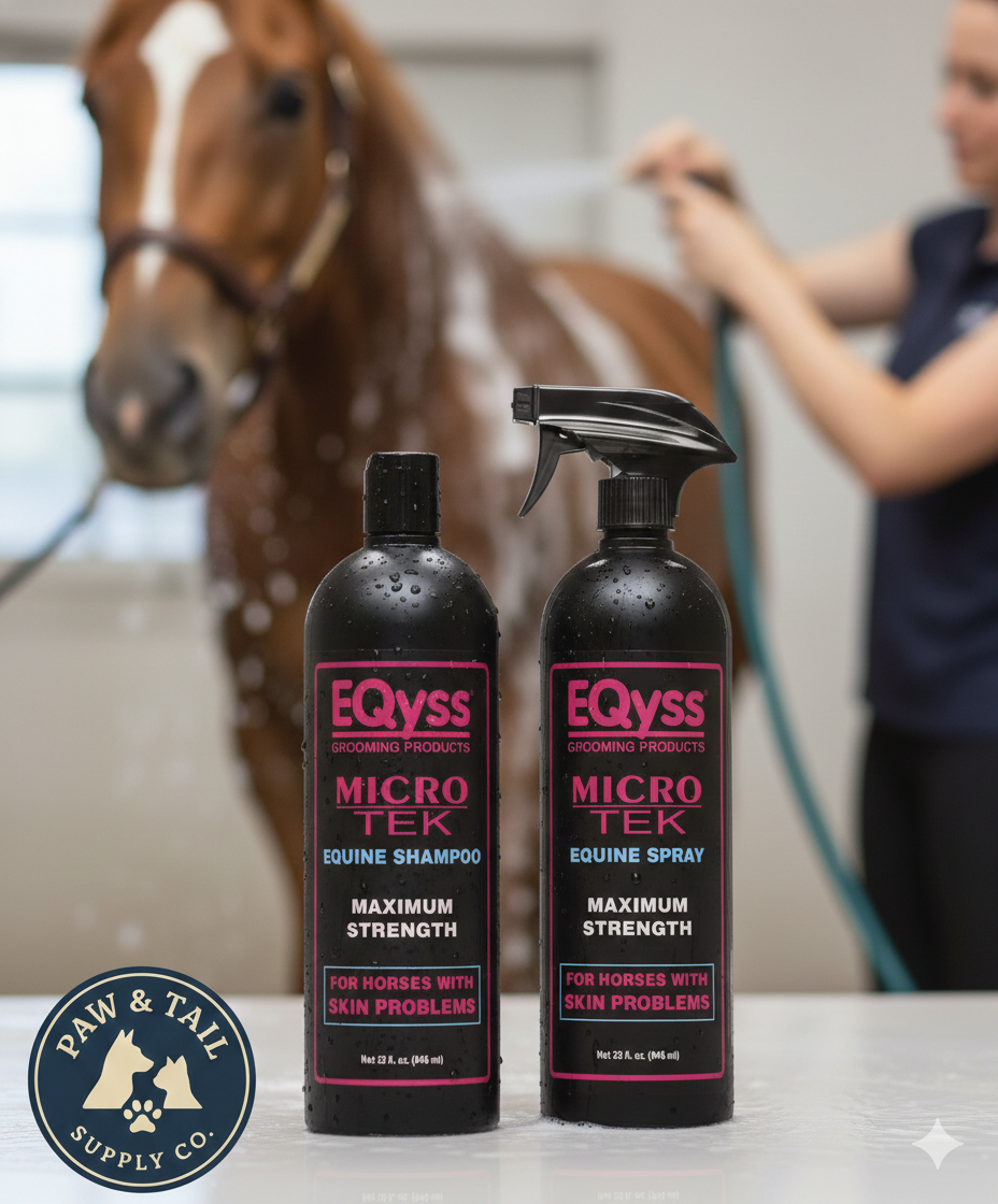EQyss Micro-Tek Medicated Horse Care Bundle Shampoo and Spray Equine Grooming Set
