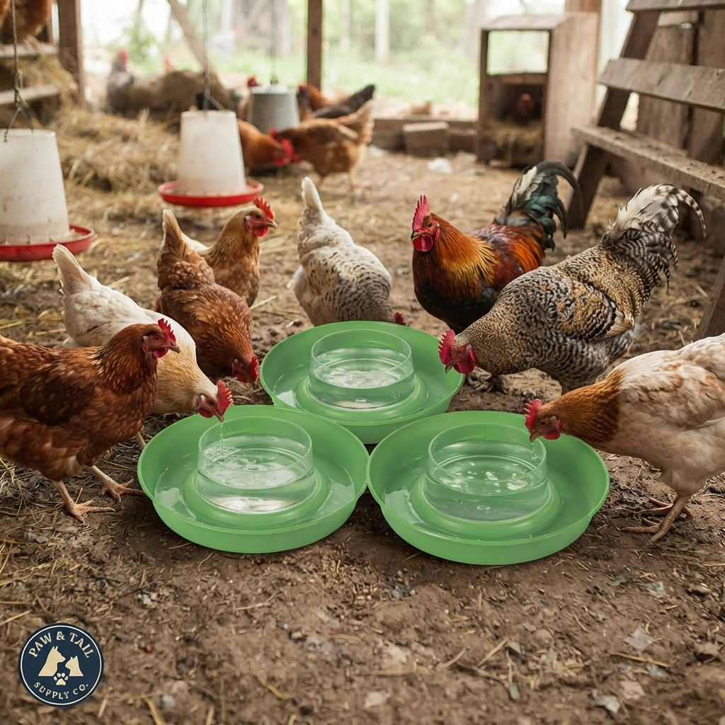 Little Giant Screw-On Chicken Poultry Waterer Bases 1 Quart Green 3-Pack