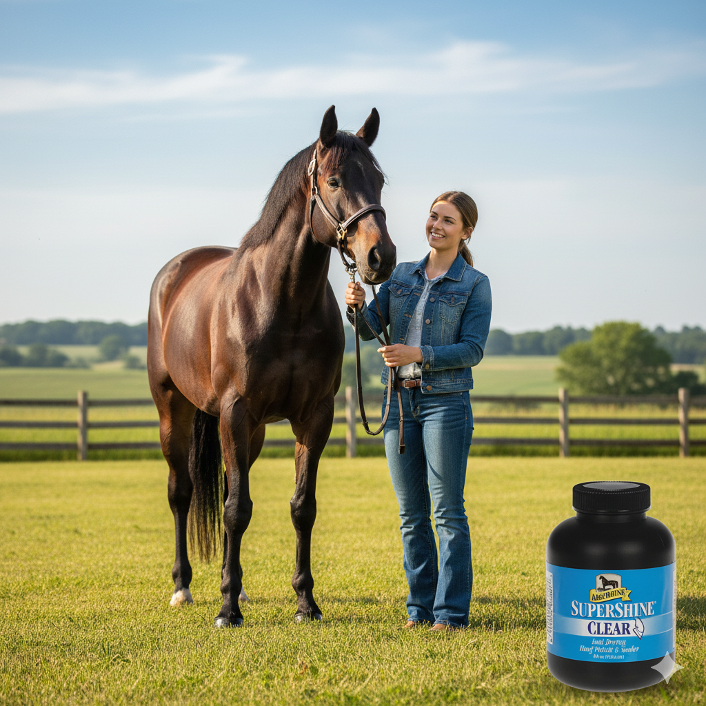 Absorbine SuperShine Hoof Polish Clear High Gloss Sealer Mirror Shine Horses 8 oz.