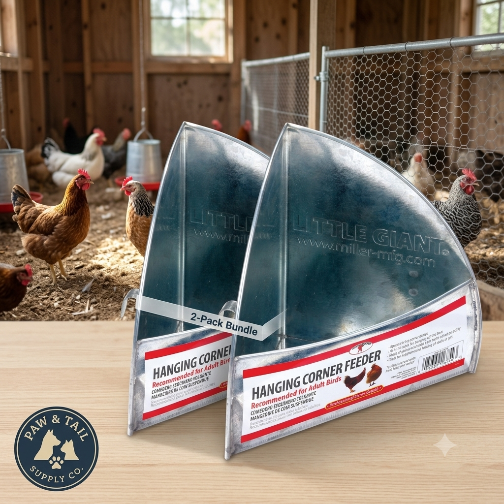 Little Giant Galvanized Hanging Corner Poultry Feeder Space-Saving Chicken Farm 2-Pack