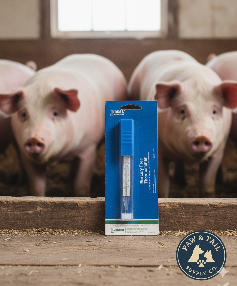 Ideal Veterinary Digital Thermometer Mercury Free w/ Case Livestock Horses Dogs