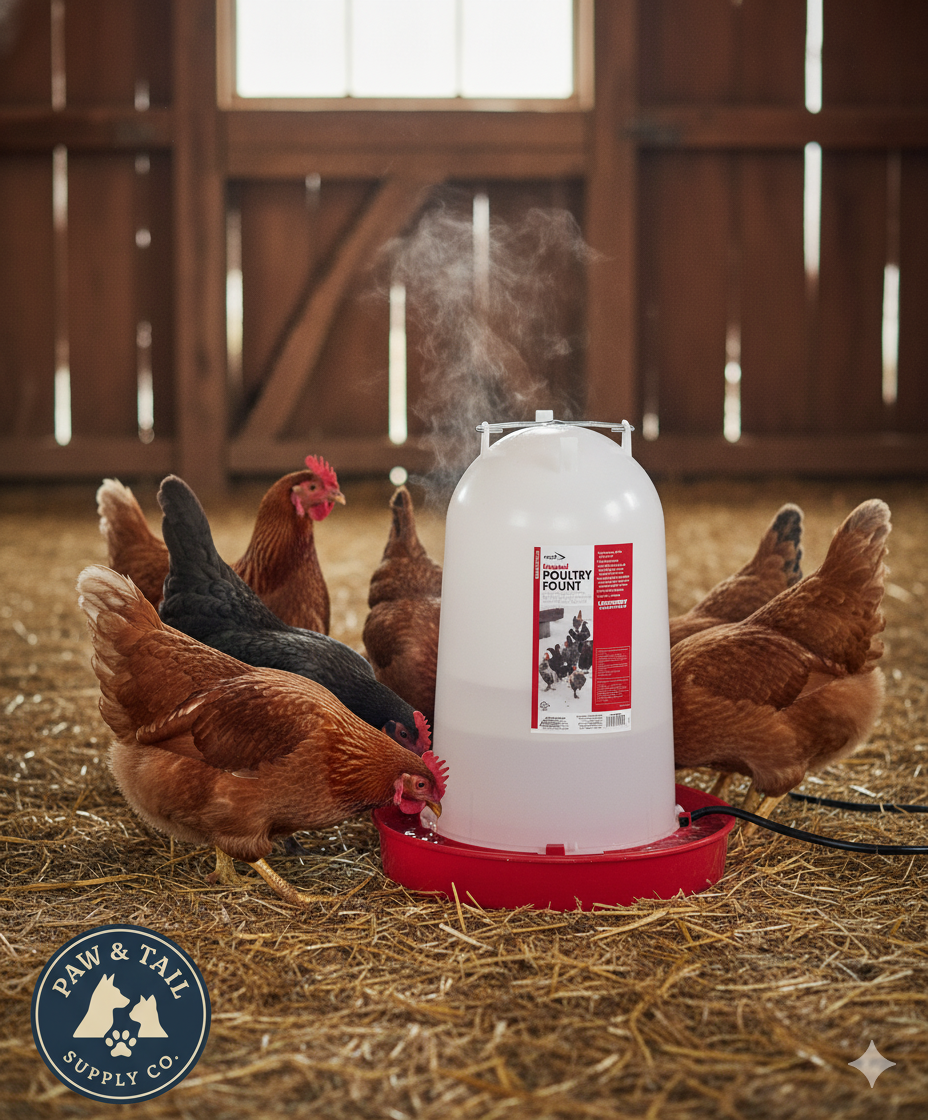 API Heated Chicken or Bird Waterer Heated Poultry Waterer, 3 Gallon