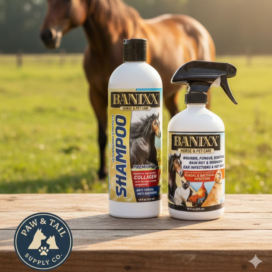 Banixx Shampoo & Spray 16 oz – Horse & Dog Skin & Coat Care Bundle