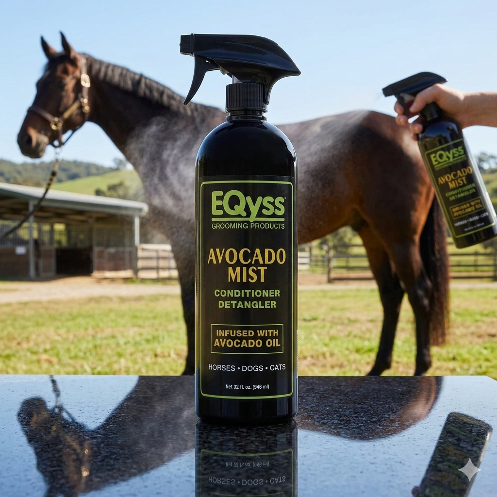 EQyss Avocado Mist Conditioner Spray 32oz. Horse Detangler Shine Reduce Breakage