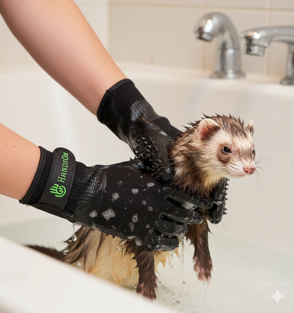 Piccardmeds4pets Ferret Aloe Oats Shampoo 12oz + HandsOn Grooming Gloves Small Combo