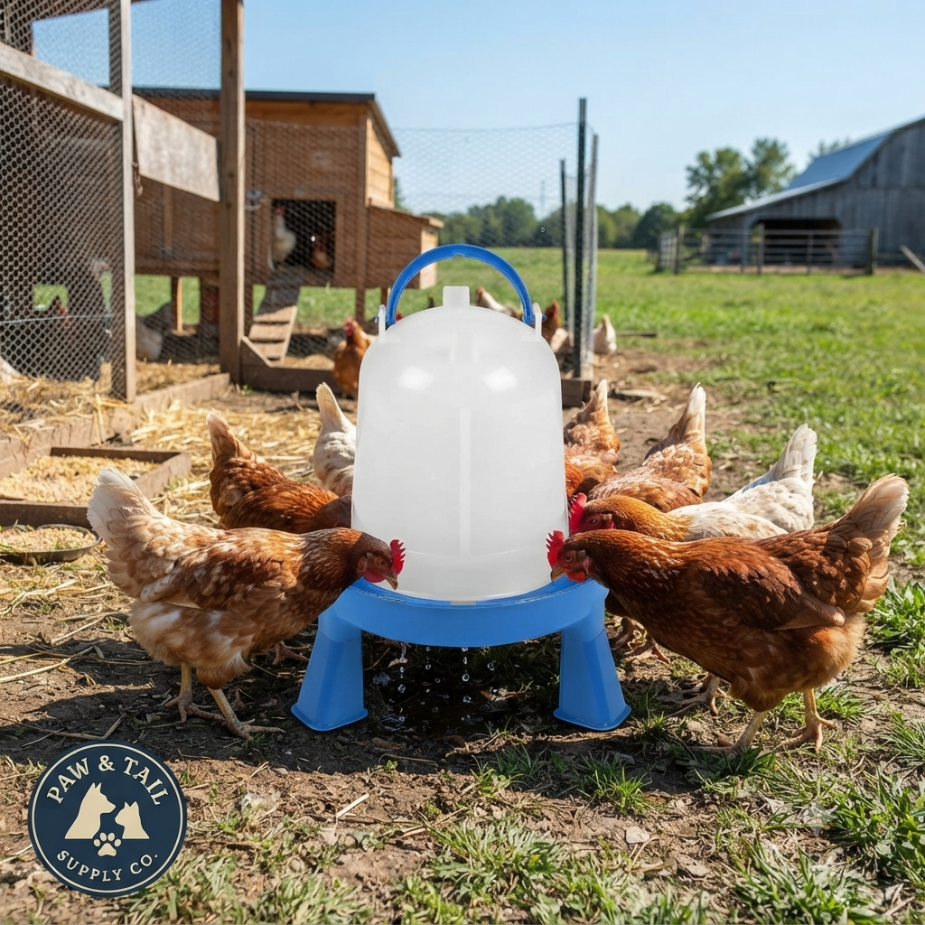 Miller Double-Tuf Poultry Waterer with Legs 1.5 Quart Impact-Resistant Plastic Blue/White