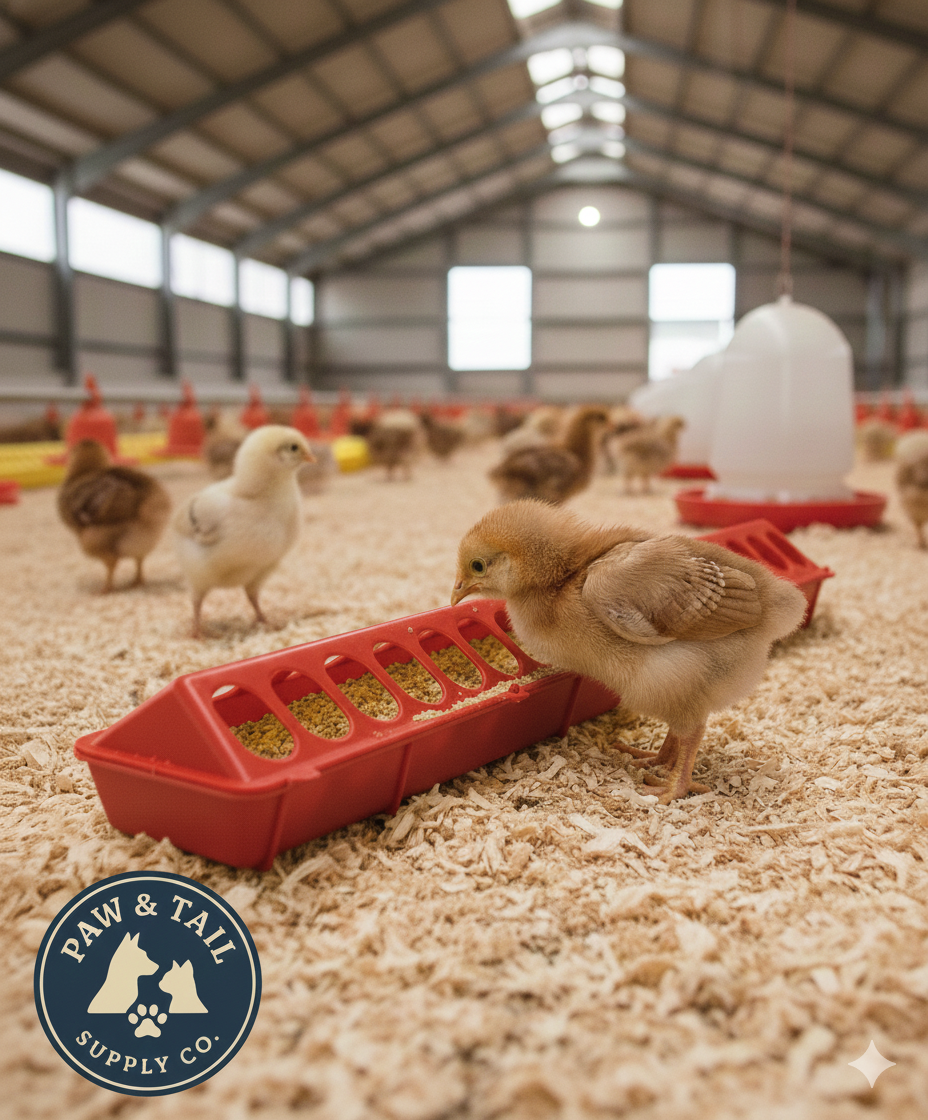 Little Giant 20" Plastic Flip-Top Poultry Ground Feeder, Red Chickens Birds