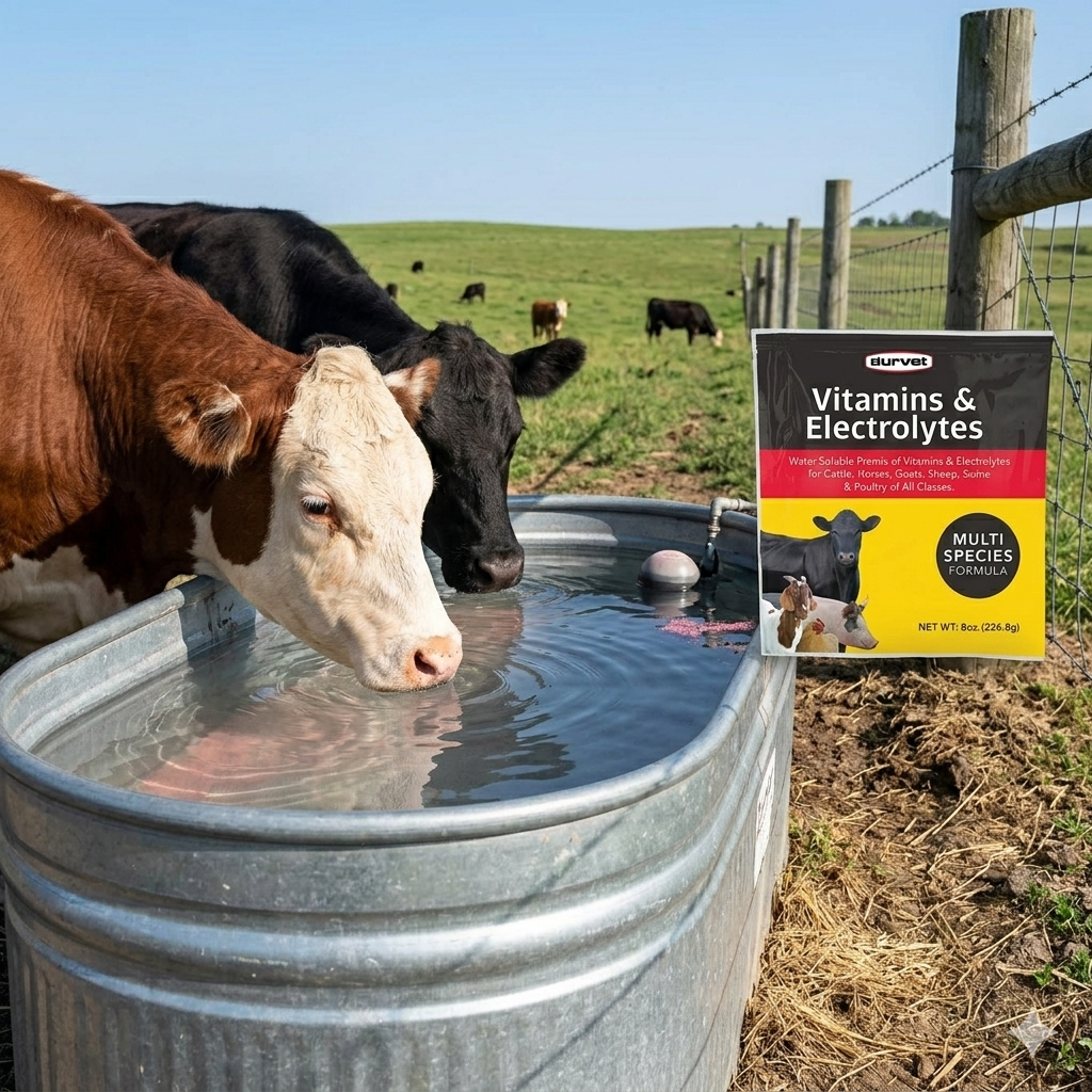 Durvet Vitamins & Electrolytes for Poultry Swine Ruminants & Horses 8 oz. 3-Pack