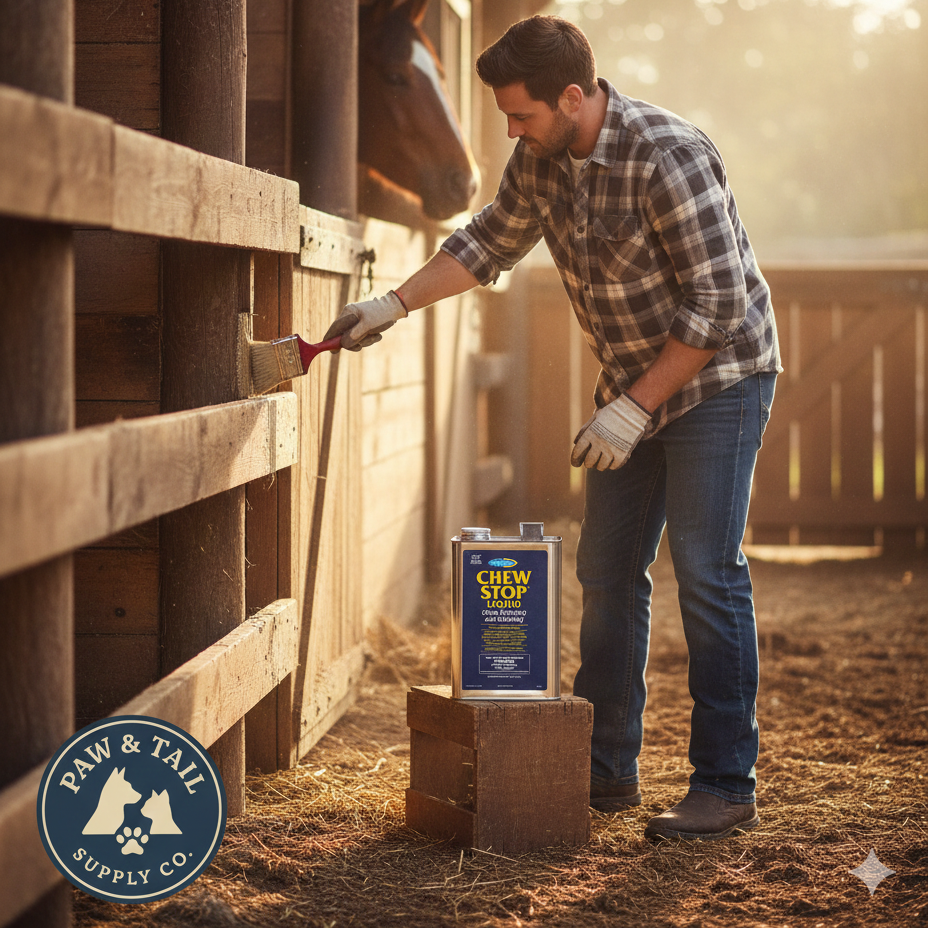 Farnam Chew Stop Liquid Horse Chewing Deterrent 64 oz. Cinnamon Cribbing Control