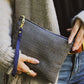 Golden Navy Tweed Purse