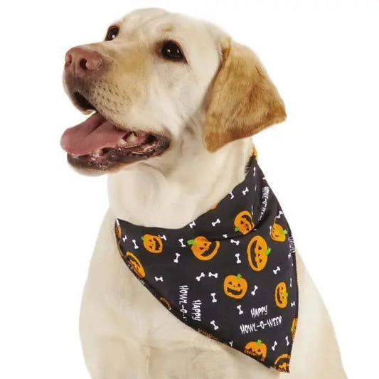 Aria Halloween Dog Bandana 19" Pumpkin & Bone Design Howl-O-Ween Pet Accessory